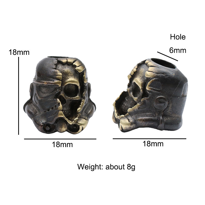 Surnud sõduri pealuu nägu pool kiiver, nuga helmed, pael, ripats, messingist amuletid EDC tööriista ellujäämiskäevõru meisterdades paracordi tarvikud