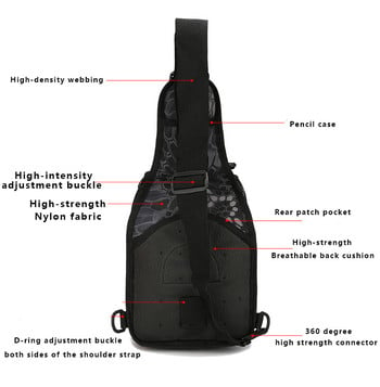 Военна тактическа чанта през рамо, къмпинг, външна чанта, чанта за лов, риболов, дясна лява регулируема раница за туризъм, трекинг