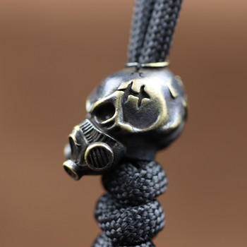 Biochemical Skull Head Brass Knife Beads Vintage Punk Gas Massk Skeleton Face EDC Outdoor Tool Survival Paracord DIY Αξεσουάρ