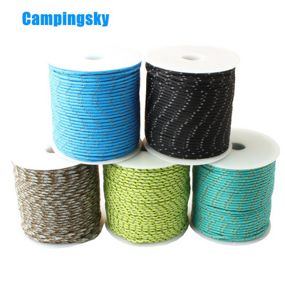 CAMPINGSKY Reflektirajući Paracord 2mm 3 Strand Corde Uže za kampiranje na otvorenom Uže za padobrane Uzica za šator Višenamjenska Corda