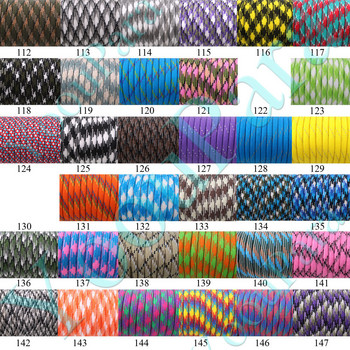 252 цвята 100FT Paracord 550 Paracord Rope Cuerda Escalada Mil Spec Type III 7 Strand Paracorde Комплект за оцеляване на къмпинг на открито