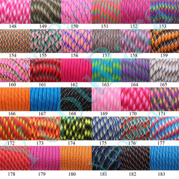 252 цвята 100FT Paracord 550 Paracord Rope Cuerda Escalada Mil Spec Type III 7 Strand Paracorde Комплект за оцеляване на къмпинг на открито