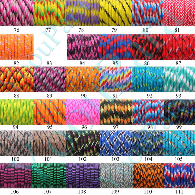 252 de culori 100FT Paracord 550 Paracord Rope Cuerda Escalada Mil Spec Type III 7Strand Paracorde Kit de supraviețuire pentru camping în aer liber