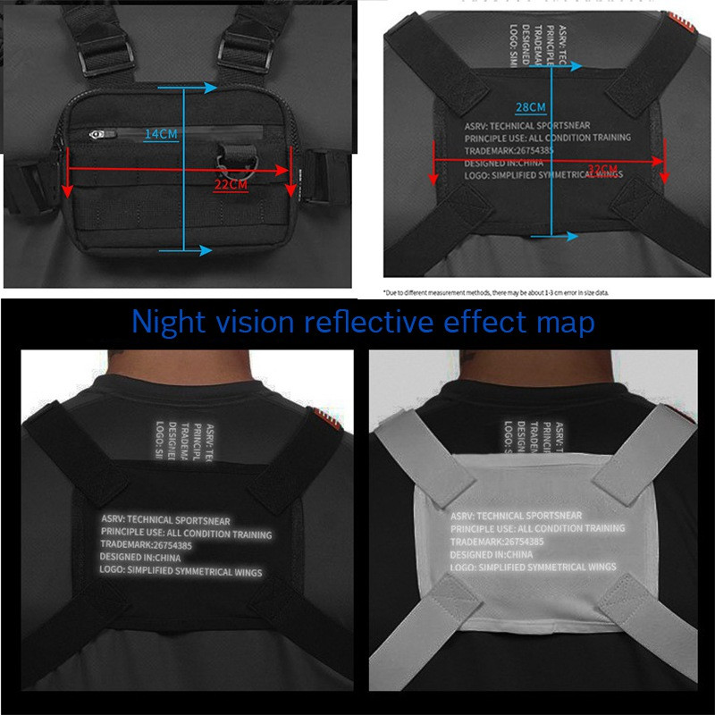 Îmbrăcăminte de stradă Bărbați Genți de piept Femei Genți de piept tactice cu două curele Pachet utilitar pentru piept dreptunghiular în stil trendy