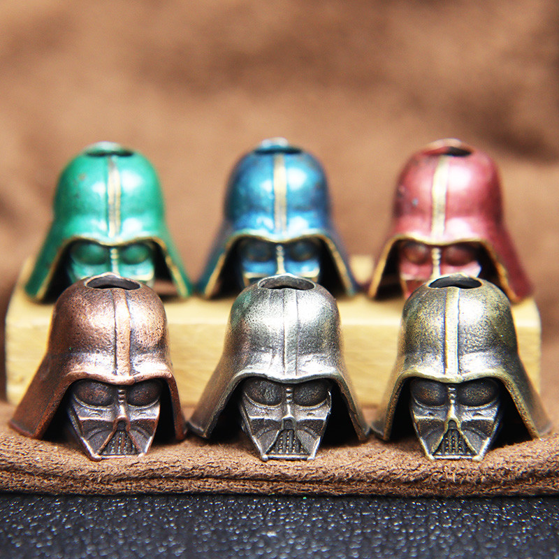 Cască de soldat Cyborg Snur din alamă, lucrate manual, pandantiv Paracord, șnur, mărgele de mărgele, mărgele distanțier din metal, pentru cuțit pliabil