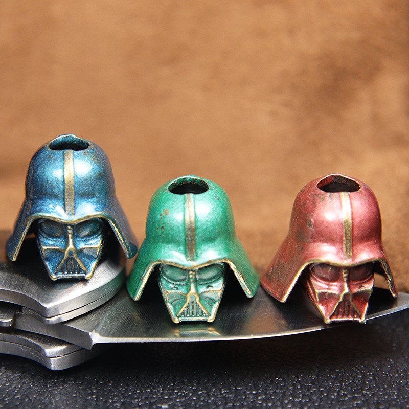 Cască de soldat Cyborg Snur din alamă, lucrate manual, pandantiv Paracord, șnur, mărgele de mărgele, mărgele distanțier din metal, pentru cuțit pliabil