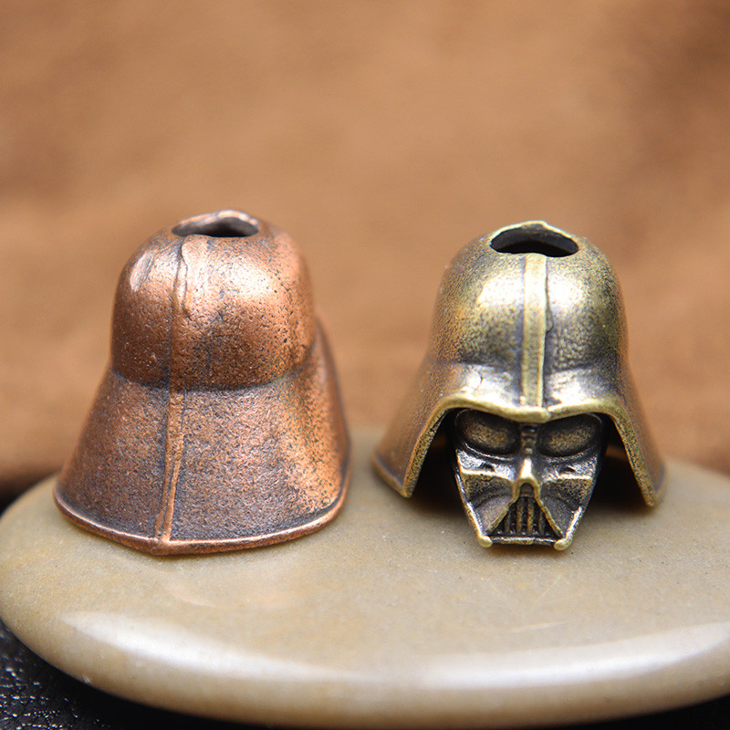 Cască de soldat Cyborg Snur din alamă, lucrate manual, pandantiv Paracord, șnur, mărgele de mărgele, mărgele distanțier din metal, pentru cuțit pliabil