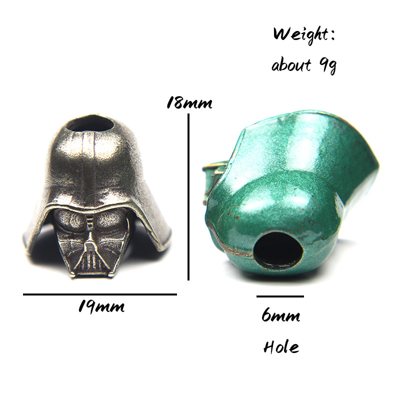 Cască de soldat Cyborg Snur din alamă, lucrate manual, pandantiv Paracord, șnur, mărgele de mărgele, mărgele distanțier din metal, pentru cuțit pliabil