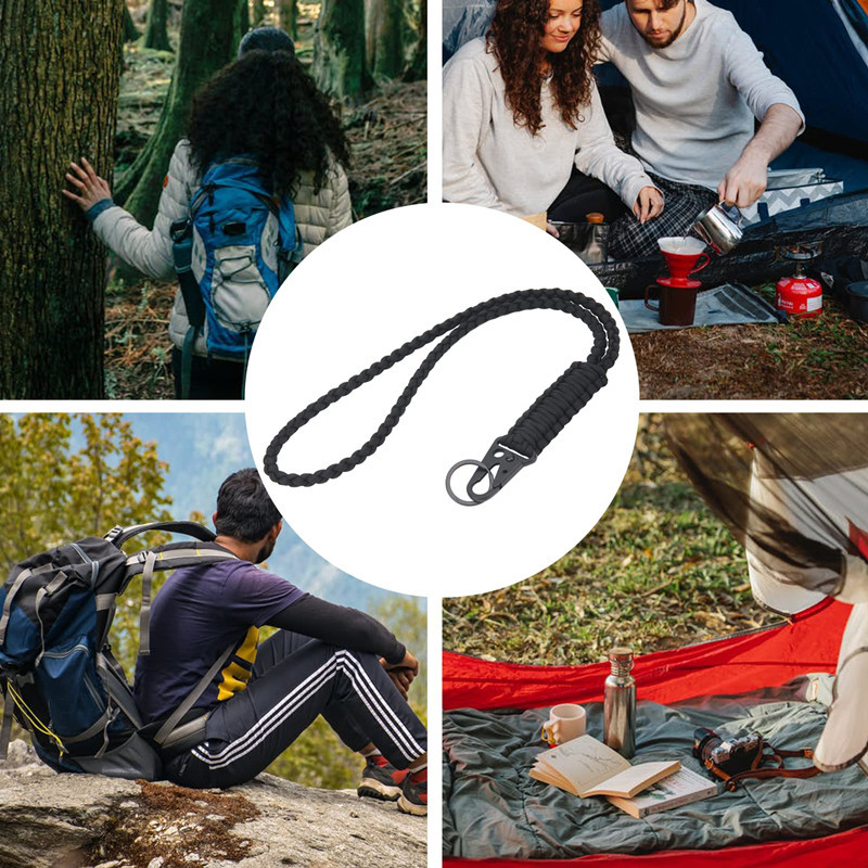 Tugev punutud Paracord kaelapael, võtmehoidja langevarjuri köis kaelakee võtmehoidja, tugev kaelapael metallist klambriga välitegevusteks