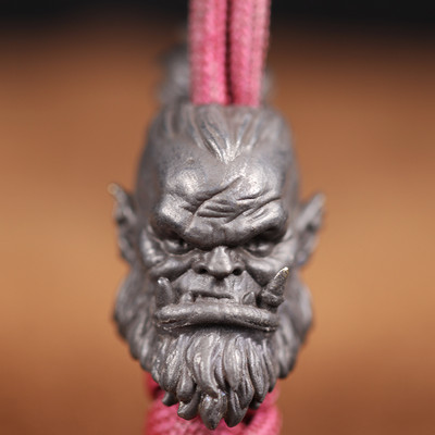 Orcish Warrior Head Sculpture Brass Knife Bead DIY Paracord αξεσουάρ Χειροποίητο υφαντό μενταγιόν με κορδόνι EDC Εξωτερικό Κρεμαστό εργαλείο