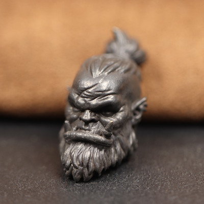 Orcish Warrior Head skulptuur messingist noa rant DIY Paracord Aksessuaarid Käsitsi valmistatud kootud kaelapael ripats EDC välitööriistade ripp