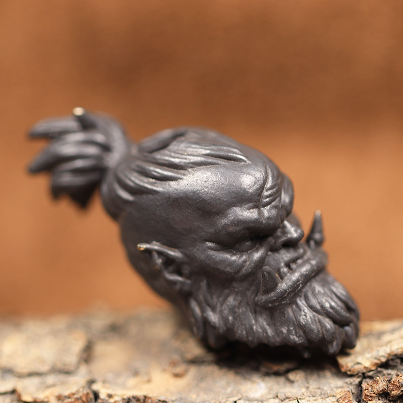 Orcish Warrior Head skulptuur messingist noa rant DIY Paracord Aksessuaarid Käsitsi valmistatud kootud kaelapael ripats EDC välitööriistade ripp