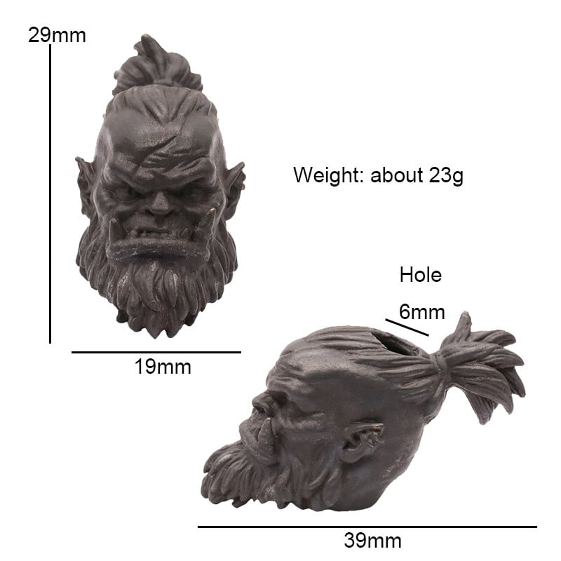 Orcish Warrior Head skulptuur messingist noa rant DIY Paracord Aksessuaarid Käsitsi valmistatud kootud kaelapael ripats EDC välitööriistade ripp