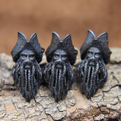 Caracatiță neagră Fața Piratului Rege Figurină Cuțit din alamă Mărgele Paracord Snur Pandantiv DIY Umbrelă Funie EDC Accesorii pentru instrumente de exterior