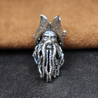 Caracatiță neagră Fața Piratului Rege Figurină Cuțit din alamă Mărgele Paracord Snur Pandantiv DIY Umbrelă Funie EDC Accesorii pentru instrumente de exterior