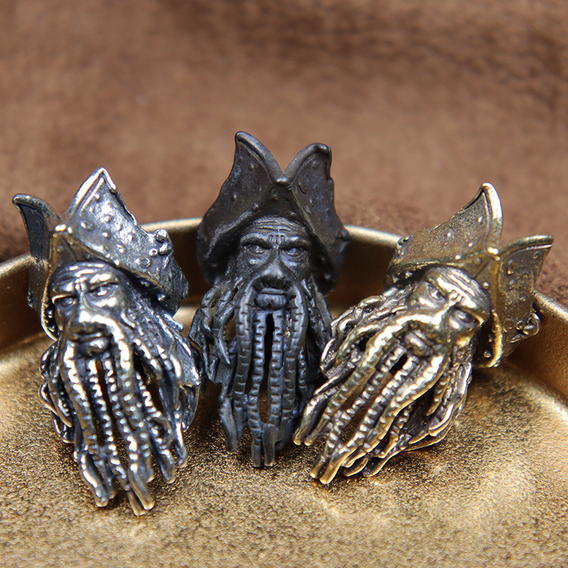 Caracatiță neagră Fața Piratului Rege Figurină Cuțit din alamă Mărgele Paracord Snur Pandantiv DIY Umbrelă Funie EDC Accesorii pentru instrumente de exterior