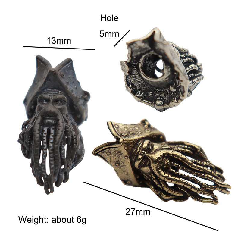 Caracatiță neagră Fața Piratului Rege Figurină Cuțit din alamă Mărgele Paracord Snur Pandantiv DIY Umbrelă Funie EDC Accesorii pentru instrumente de exterior