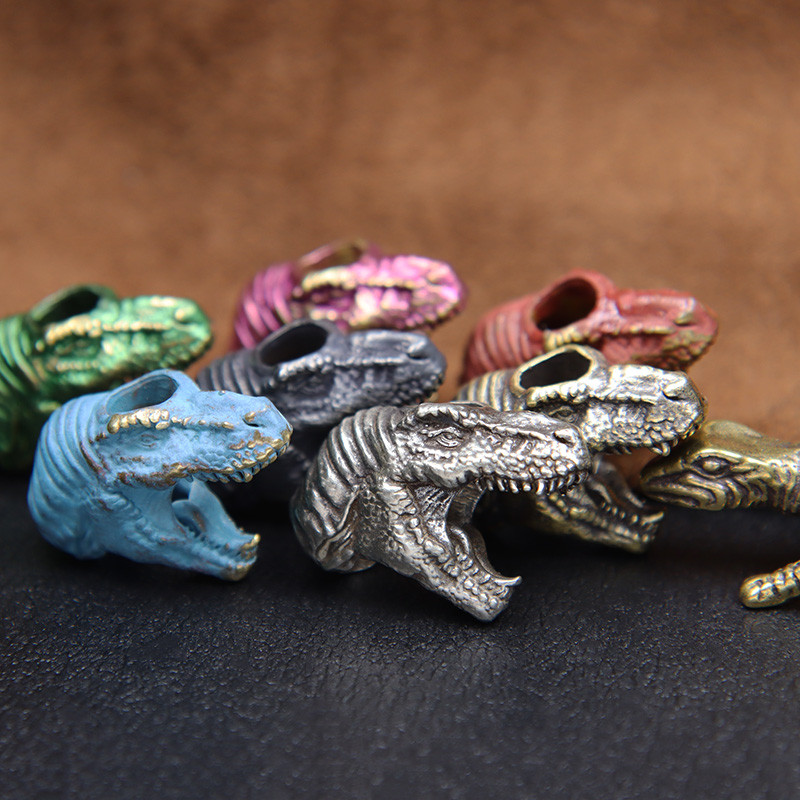 Jurassic Tyrannosaurus Rex pea messingist nuga helmed dinosaurus EDC õues meisterdamine Paracord kootud kaelapael võtmehoidja ripatsid tööriista ehted