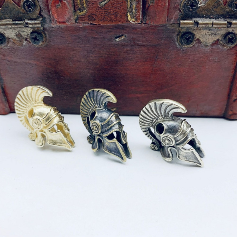 Žalvaris Senovės Graikija Spartan Warrior Scar Šalmas Skėtis Virvė Peilis Karoliukai Papuošalai „Pasidaryk pats“ „Paracord“ raktų pakabukas, dirželis, pakabuko priedas