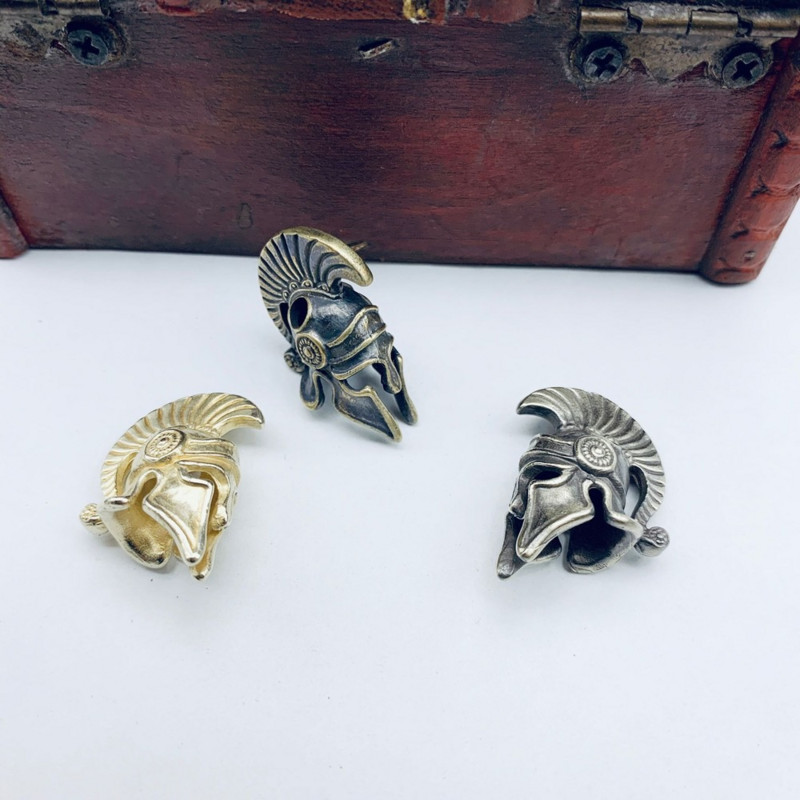 Žalvaris Senovės Graikija Spartan Warrior Scar Šalmas Skėtis Virvė Peilis Karoliukai Papuošalai „Pasidaryk pats“ „Paracord“ raktų pakabukas, dirželis, pakabuko priedas