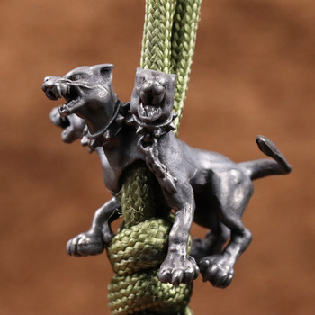 Ελληνική Μυθολογία Dark Demon Hell Ειδώλια τρικέφαλου σκύλου Χάντρες ορειχάλκινου μαχαιριού EDC Outdoor DIY Paracord υφαντά αξεσουάρ κορδόνι