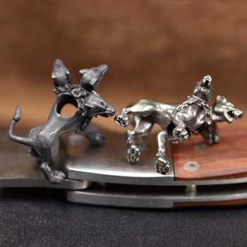 Ελληνική Μυθολογία Dark Demon Hell Ειδώλια τρικέφαλου σκύλου Χάντρες ορειχάλκινου μαχαιριού EDC Outdoor DIY Paracord υφαντά αξεσουάρ κορδόνι