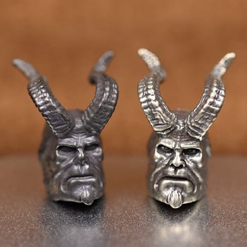 Horned Hellboy Head Sculpture Brass Knife Beads Outdoor EDC DIY Paracord Φακός Κορδόνι Κρεμαστό κόσμημα Γούρια Αξεσουάρ