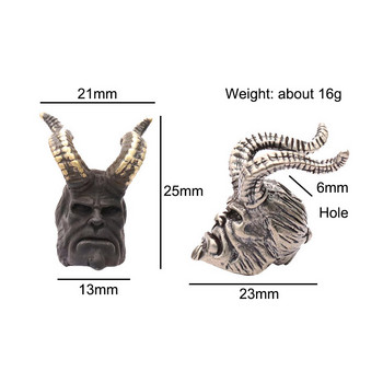 Horned Hellboy Head Sculpture Brass Knife Beads Outdoor EDC DIY Paracord Φακός Κορδόνι Κρεμαστό κόσμημα Γούρια Αξεσουάρ