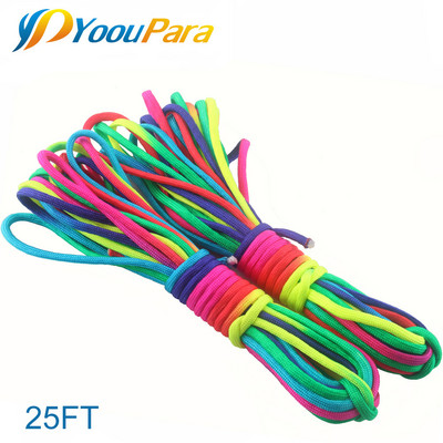 8-100 meetrit Rainbow Paracord 550 PolyestCord Langevarjupael Telk Tross Guyline Mil Spec 7 Strand Paracord matkamiseks telkimiseks