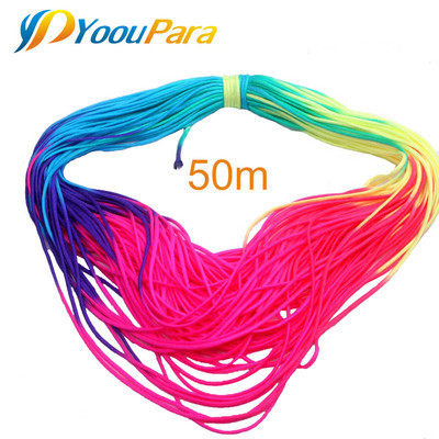 8-100 meetrit Rainbow Paracord 550 PolyestCord Langevarjupael Telk Tross Guyline Mil Spec 7 Strand Paracord matkamiseks telkimiseks
