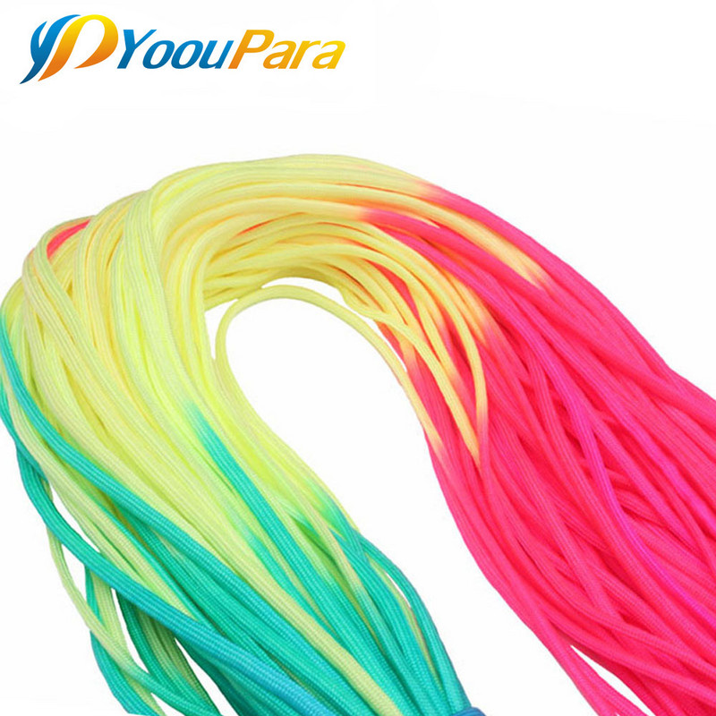8-100 meetrit Rainbow Paracord 550 PolyestCord Langevarjupael Telk Tross Guyline Mil Spec 7 Strand Paracord matkamiseks telkimiseks