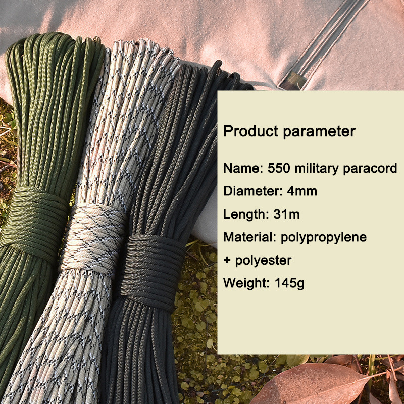 31M 550 Military 9 branduolių „Survival Paracord Outdoor Rescue Bundle Rope“ drabužių linija palapinė alpinizmas