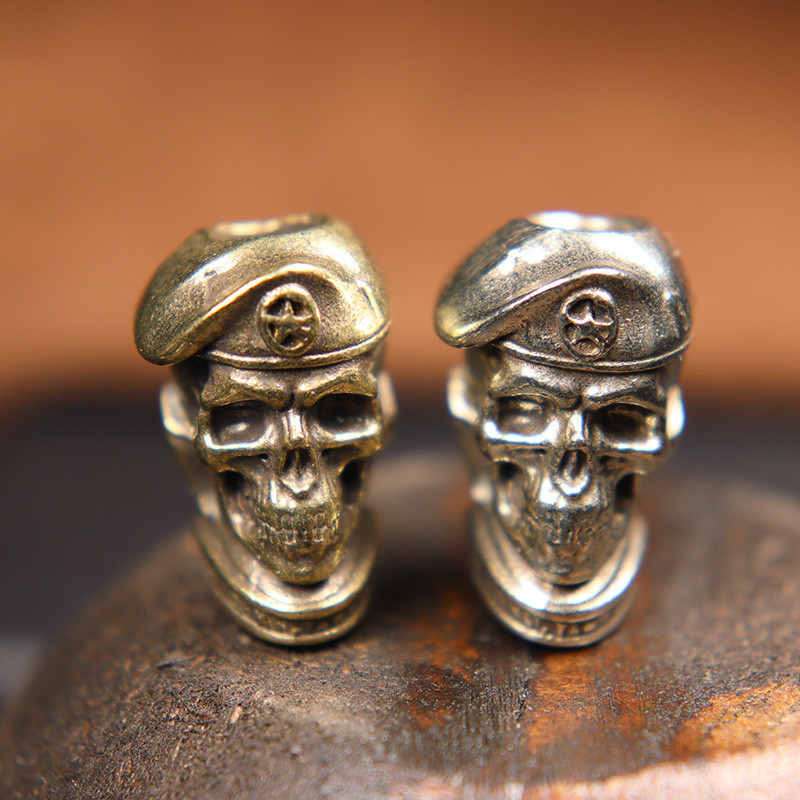 Messingist Vene pealuu sõduri pentagrammi baretid EDC nuga helmed kaelapaela ripats ehted punk retro paracord isetegemise käevõru tarvikud