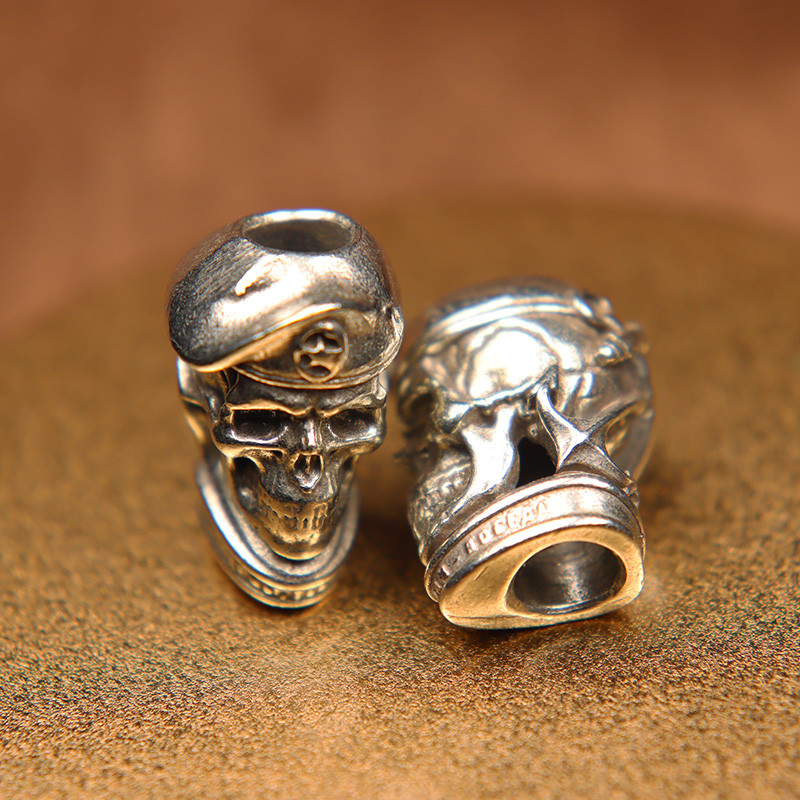 Messingist Vene pealuu sõduri pentagrammi baretid EDC nuga helmed kaelapaela ripats ehted punk retro paracord isetegemise käevõru tarvikud