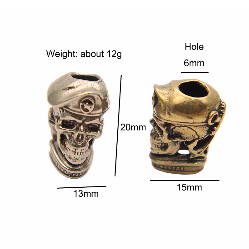 Messingist Vene pealuu sõduri pentagrammi baretid EDC nuga helmed kaelapaela ripats ehted punk retro paracord isetegemise käevõru tarvikud