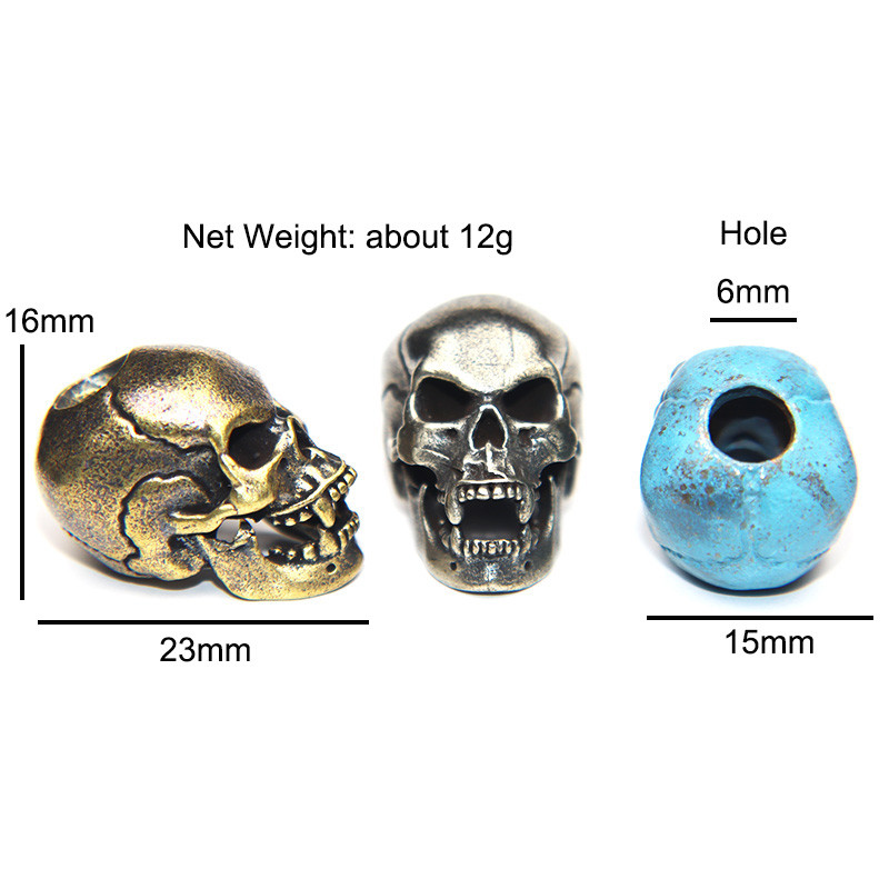 Karmid hambad Koljupea Messingist Paracord Helmed Paelad Ripatsid DIY EDC Välistööriist Vihmavarjunöör kootud nugade amuletid Aksessuaarid