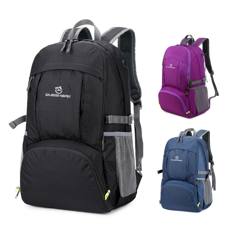 QUESHARK Rucsac profesional 40L, pliabil, rezistent la apă, în aer liber, durabil, pentru camping, alpinism, alpinism, drumeții, geantă de călătorie