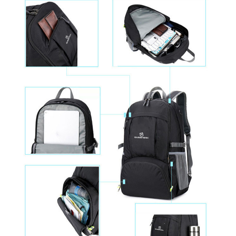 QUESHARK Rucsac profesional 40L, pliabil, rezistent la apă, în aer liber, durabil, pentru camping, alpinism, alpinism, drumeții, geantă de călătorie