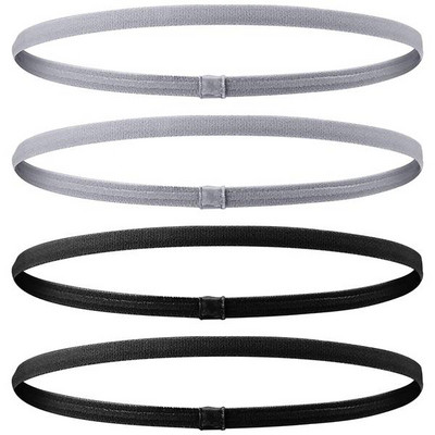 4 dalių storos neslystančios elastinės sportinės galvos juostos, plaukų tvarsčiai, sportiniai plaukai ir prakaito juostos moterims ir vyrams