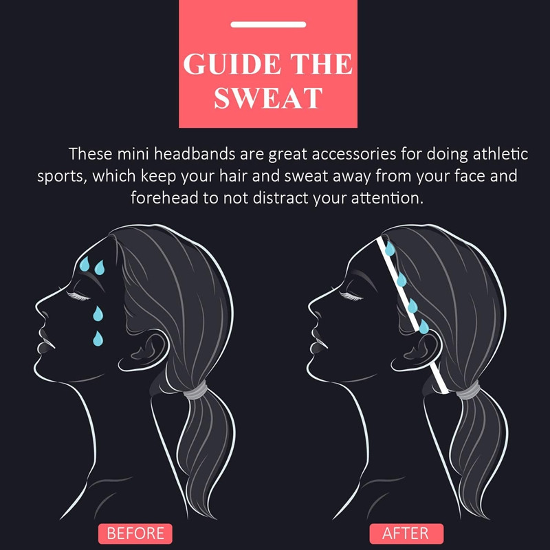4 dalių storos neslystančios elastinės sportinės galvos juostos, plaukų tvarsčiai, sportiniai plaukai ir prakaito juostos moterims ir vyrams
