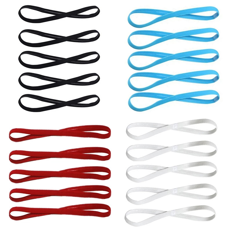 5 vnt. Candy Color Moterų vyrų jogos plaukų juostelės sportinės galvos juostos neslystančios bėgimo elastinės gumos prakaito juostos futbolo plaukų priedai