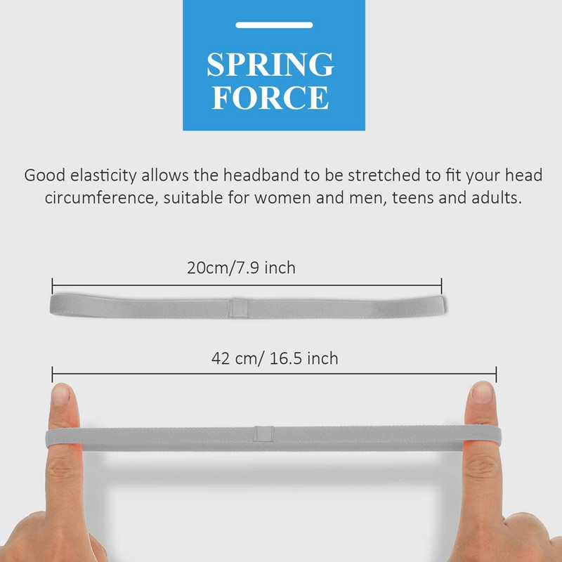 4 populiariausių dalių storos neslystančios elastinės sportinės galvos juostos, plaukams skirtos galvos juostos, treniruojantys plaukai ir prakaito juostos moterims ir vyrams