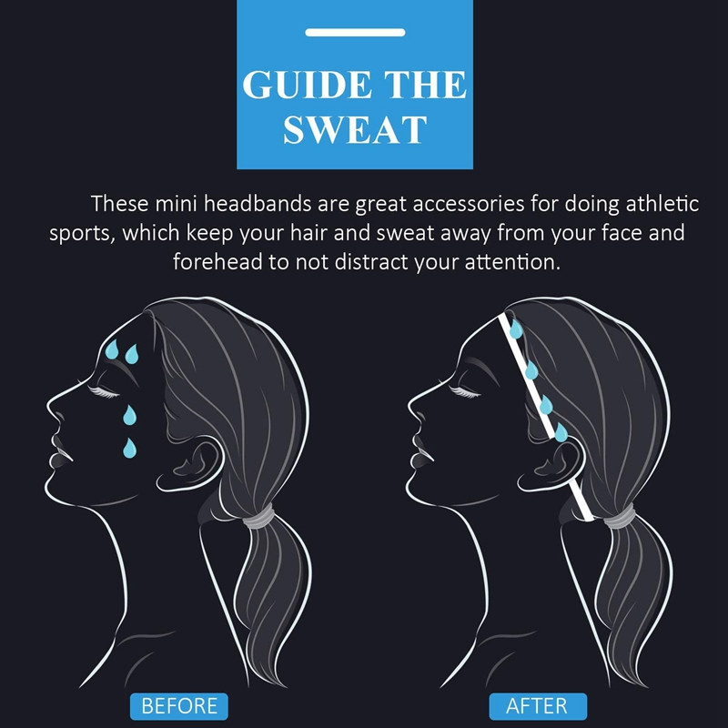 4 populiariausių dalių storos neslystančios elastinės sportinės galvos juostos, plaukams skirtos galvos juostos, treniruojantys plaukai ir prakaito juostos moterims ir vyrams