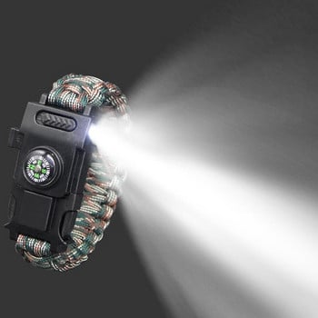 Survive Tools Survival Whistle Buckle Multifunction Paracord Bracelet катарама с LED светлина за къмпинг туризъм EDC инструменти