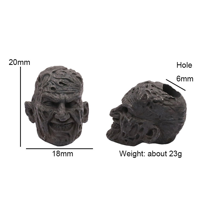 Klassikaline õudusfilmi tegelane Evil Night Ghost King messingist noapärl EDC õues meisterdatud Paracordi kootud kaelapaeltega ripatsitarvikud