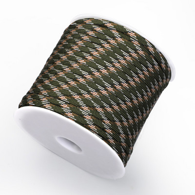 550 Military 50M/100M 7-südamikuga paracord-köis, 4 mm polüestrist langevarjunöör telkimistelgi ellujäämisvihmavarjutelgi komplekt