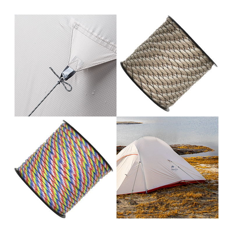 550 Military 50M/100M 7-südamikuga paracord-köis, 4 mm polüestrist langevarjunöör telkimistelgi ellujäämisvihmavarjutelgi komplekt