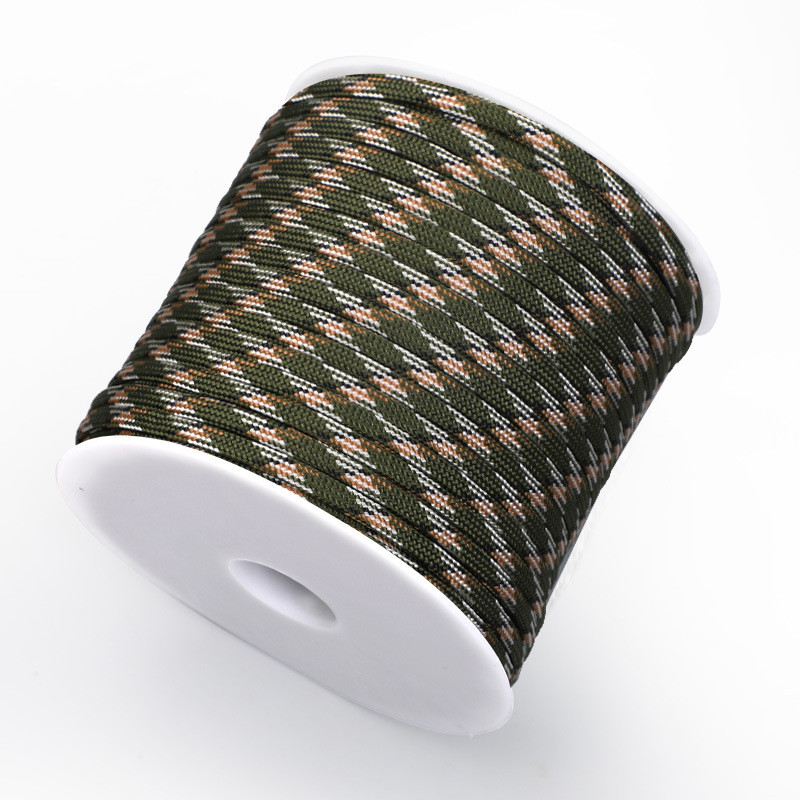 550 Military 50M/100M 7-südamikuga paracord-köis, 4 mm polüestrist langevarjunöör telkimistelgi ellujäämisvihmavarjutelgi komplekt