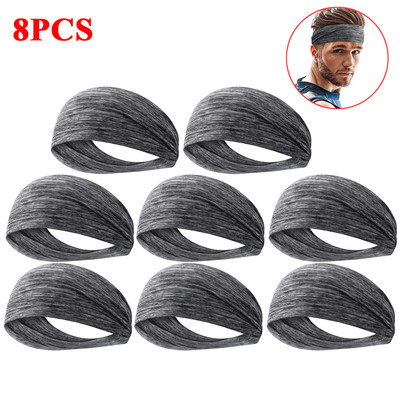 1–8 vnt. kvėpuojanti sportinė galvos juosta, skirta vyrams, moteriškoms moterims, „Unisex Yoga Fitness“ greitai džiūstanti elastinga plaukų juosta, skirta važinėtis dviračiu lauke