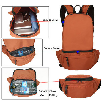 Лека раница, сгъваема чанта, чанти за кръста, къмпинг, сгъваема ултралека спортна чанта на открито, туризъм, туристическа къмпинг чанта, Hike XA476WA